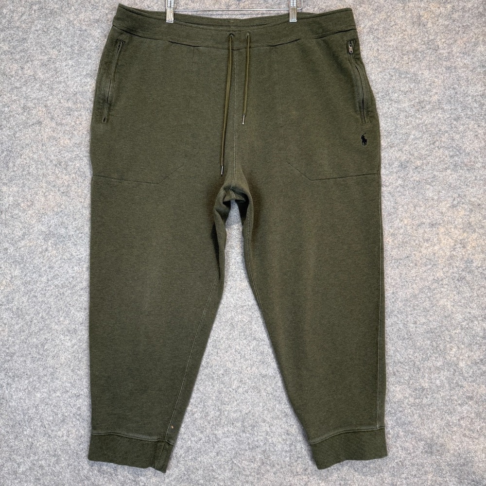 Polo Ralph Lauren Jogger Sweatpants Mens 2XB‎ Big Olive Green Knit Pony Stretch